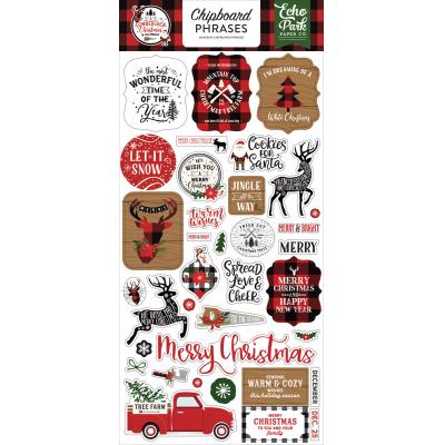 Echo Park A Lumberjack Christmas Sticker - Chipboard Phrases